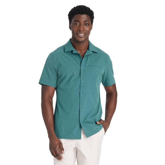 NWT All In Motion Mens Everyday Woven Shirt 89432482 Teal Green S - Picture 1 of 6